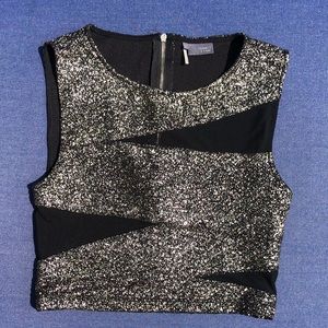Sexy and fun black shear and shiny cold crop top!